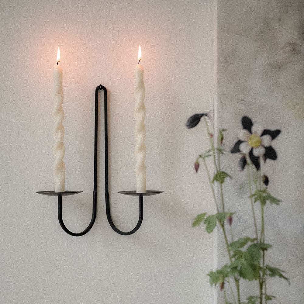 Hand Forged Iron Candle Holder - Double Arm | Roan Iris