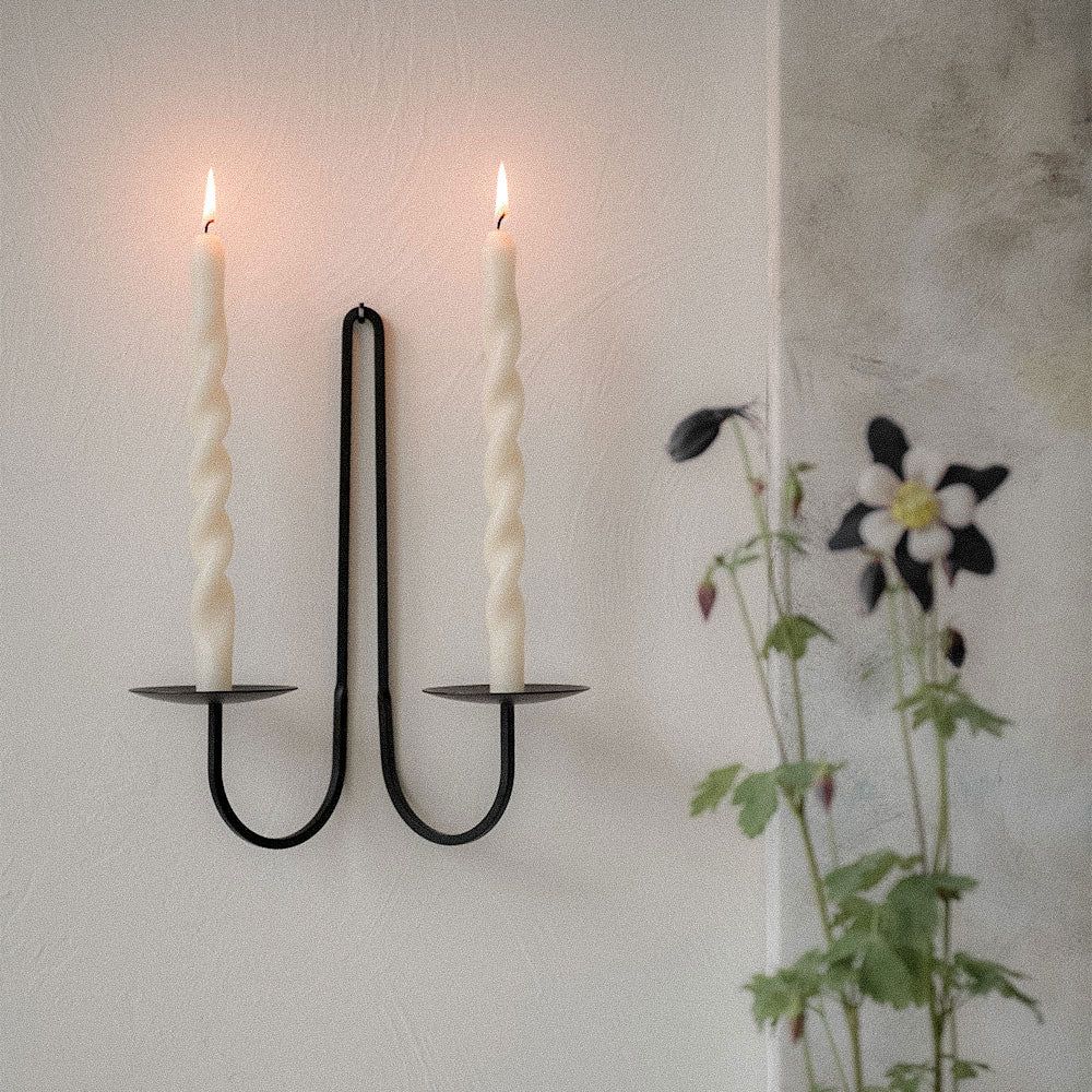 Hand Forged Iron Candle Holder - Double Arm | Roan Iris