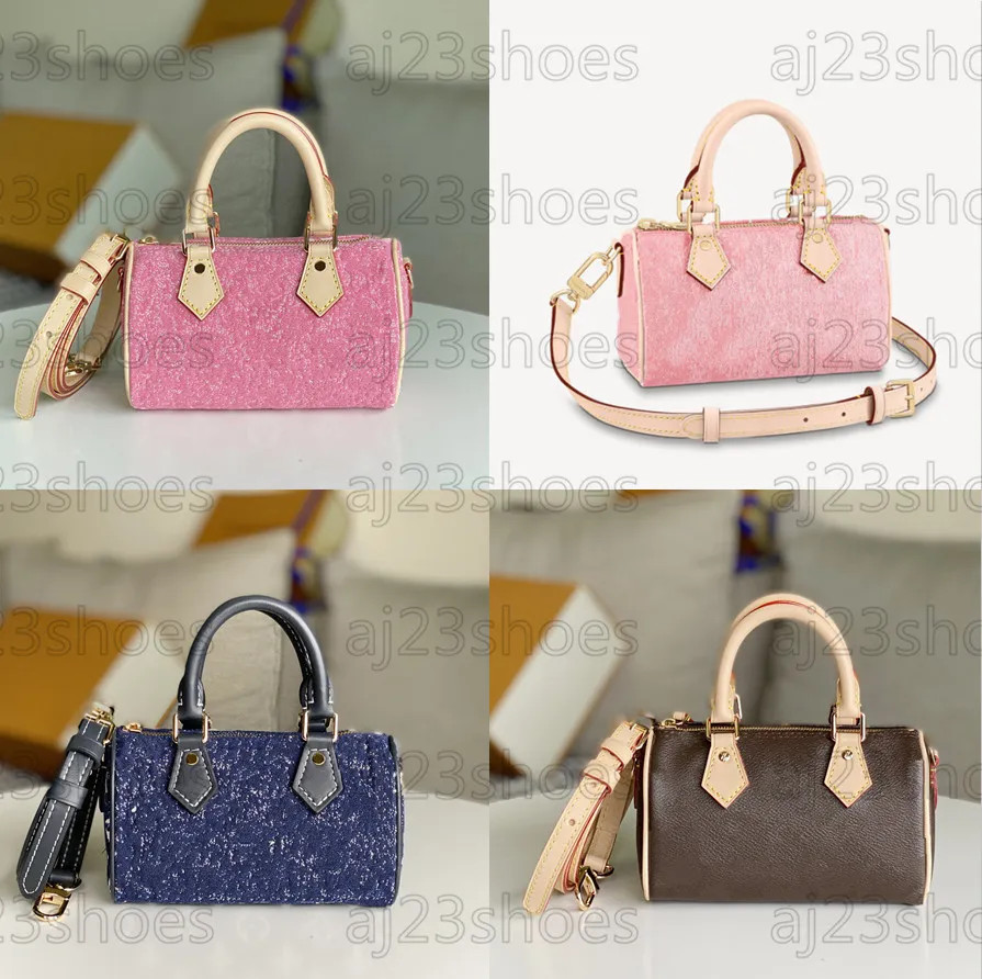 Nano Speedy Women Designer Bags M81213 Pink Monograms Jacquard Denim Purse Wallet Two Handles A L... | DHGate