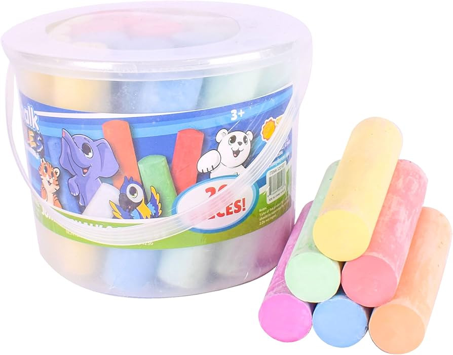 Sunny Days Entertainment Sidewalk Chalk Set for Kids with Storage, Washable, Jumbo Colored Chalk ... | Amazon (US)