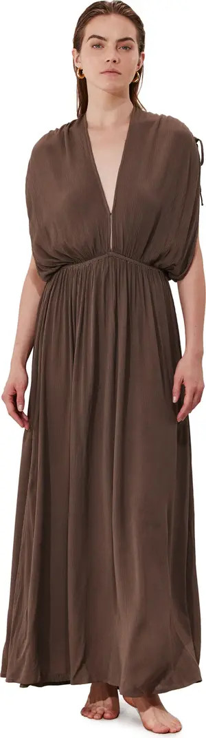 Solena Crêpe V Neck Open Back Midi Dress Cover-Up | Nordstrom