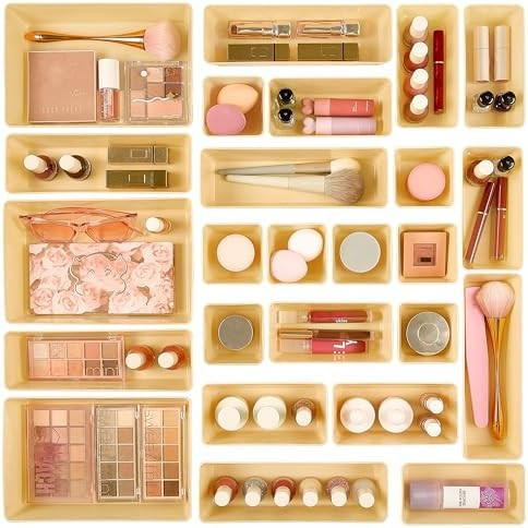 Vtopmart 25 PCS Plastic Drawer Organizers Set, 4-Size Versatile Bathroom and Vanity Drawer Organi... | Amazon (US)