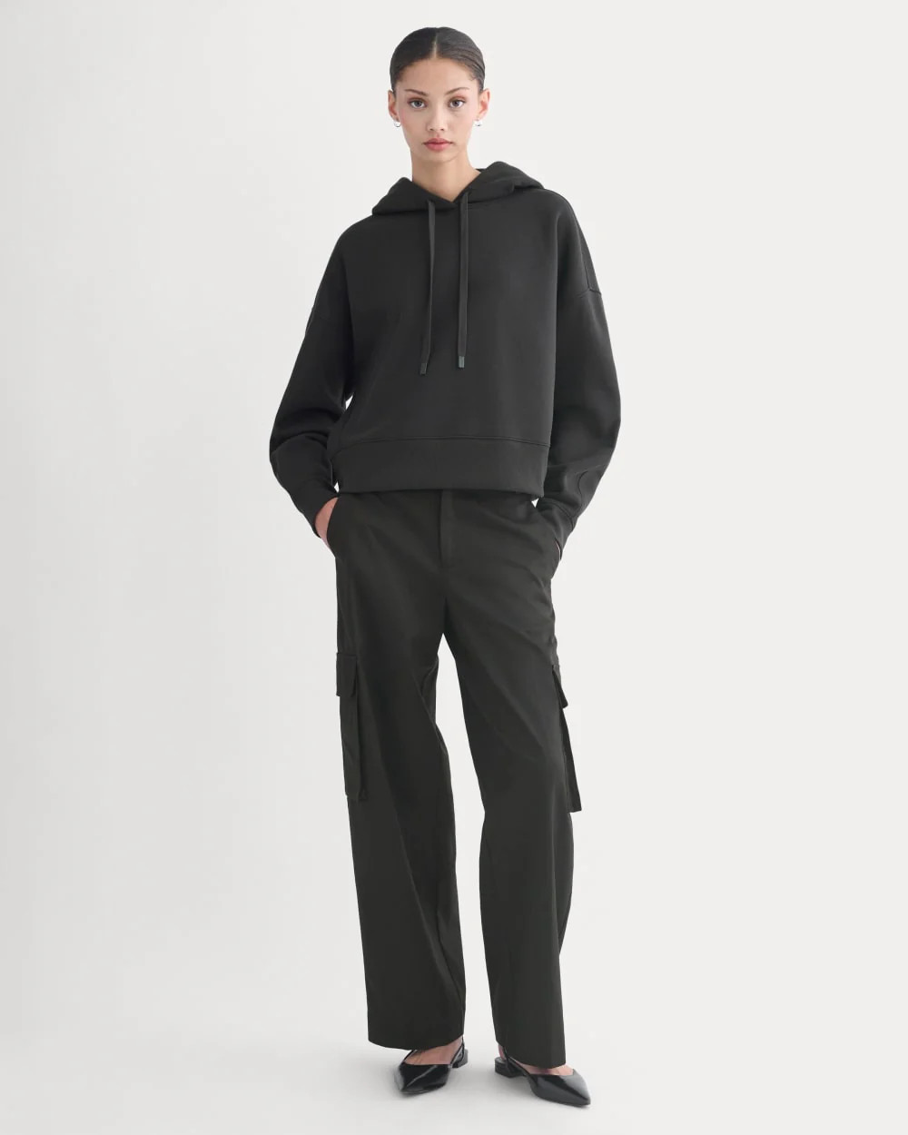 Cropped Luxe Fleece Hoodie | Navy | Everlane
