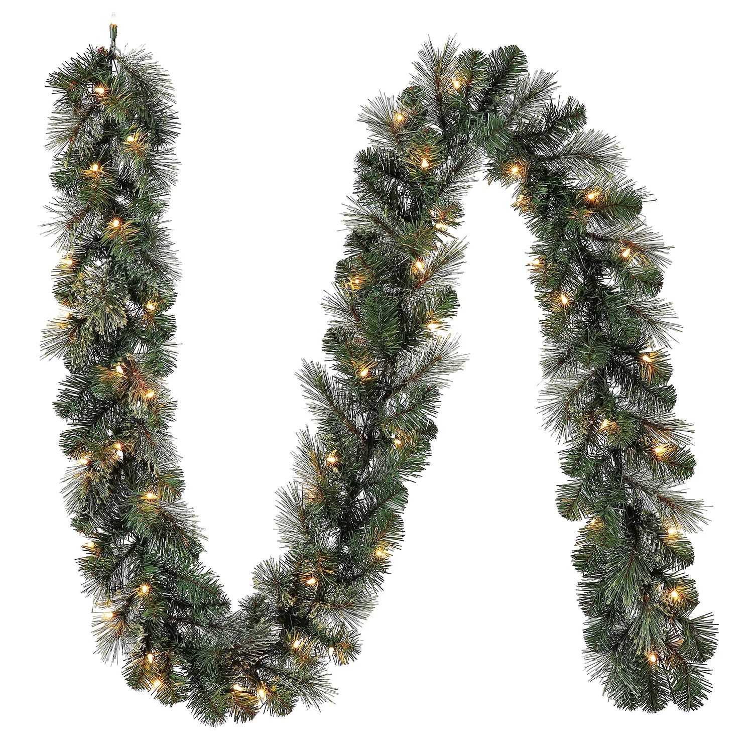 Holiday Time Pre-Lit Liberty Cashmere Artificial Christmas Garland, Clear Incandescent Lights, 9'... | Walmart (US)