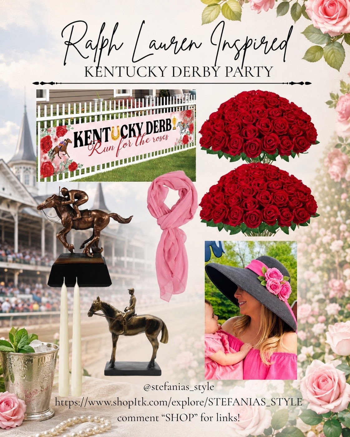 Save this for your next Derby party! 🌹🐎

I absolutely love mixing high and low pieces to create an elegant Ralph Lauren inspired tablescape without spending a fortune. The horse plates in my video are stunning and they are definitely a spurge ￼ but you could save on other items to balance it out. The   “Run for the Roses,” 🌹 and this hat completely steals the show. ❤️

I linked all the fun details from my Party as well below so you can recreate this old money Derby look for your next brunch, dinner party, or girls gathering!

#LTKstorytime #LTKSeasonal #LTKHome