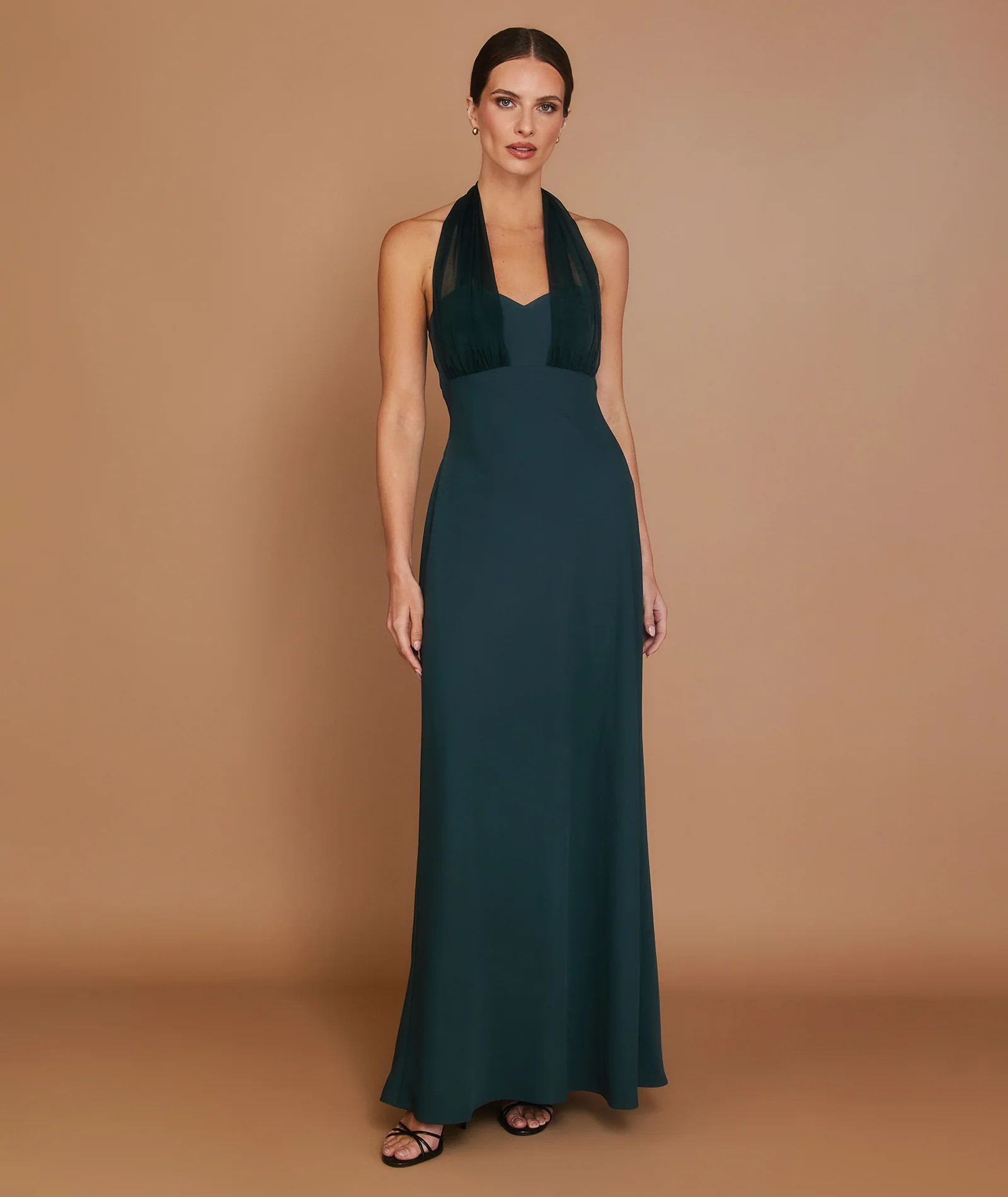 Organza Halter Neck Maxi Dress - Teal | Six Stories