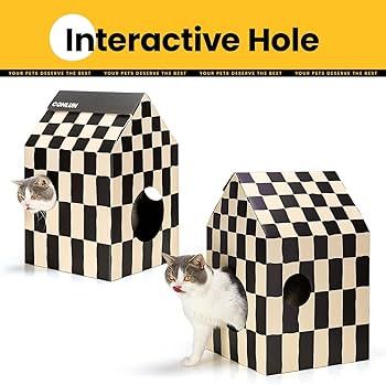 Cardboard Cat House with Cat Scratch Pad&Catnip,Easy-to-Assemble Cat Scratcher Cardboard House fo... | Amazon (US)