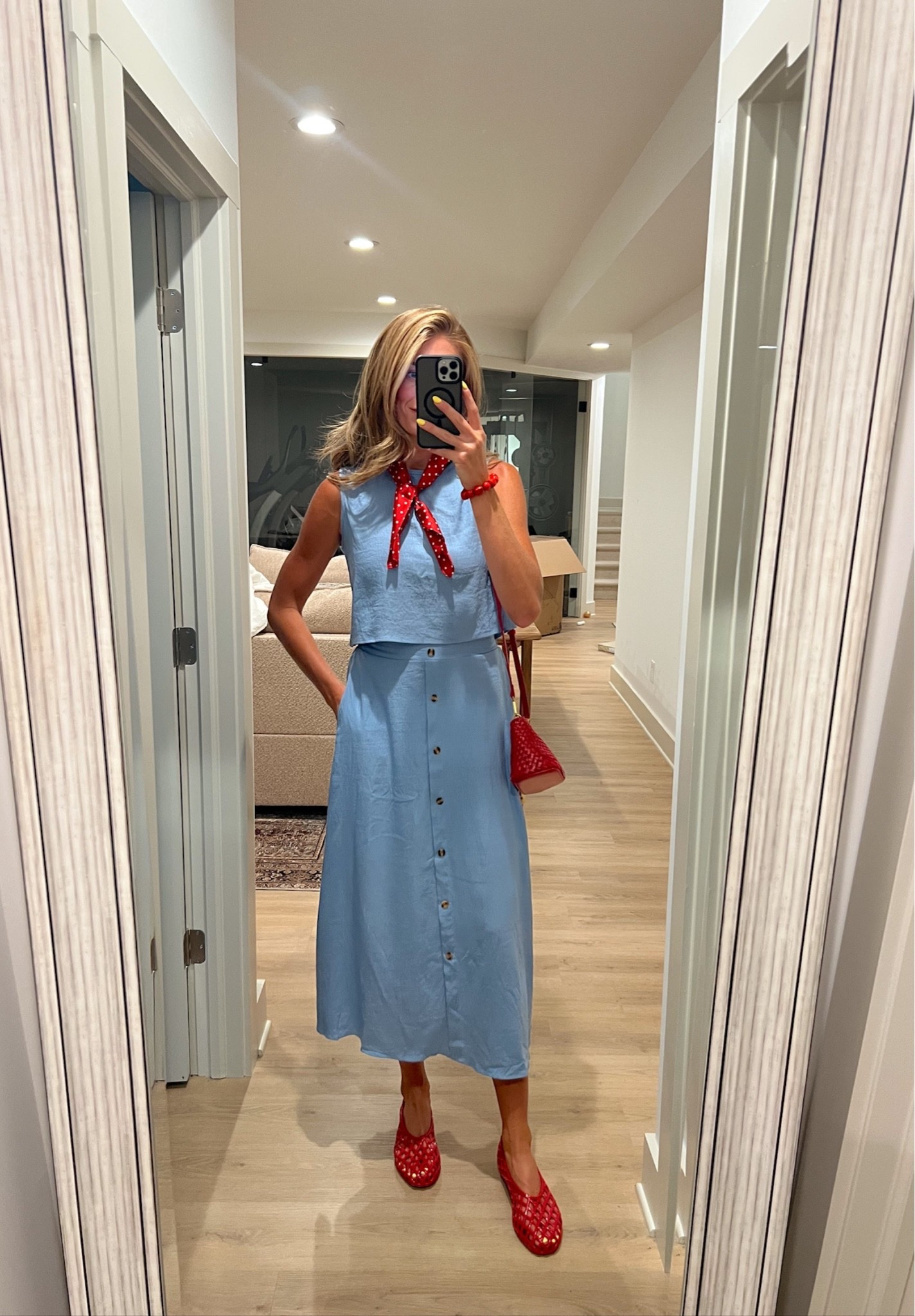 The cutest Amazon set 💙 Paired it with red accessories for a fun pop of color! Size: Medium

#LTKootd #LTKTall #LTKSeasonal