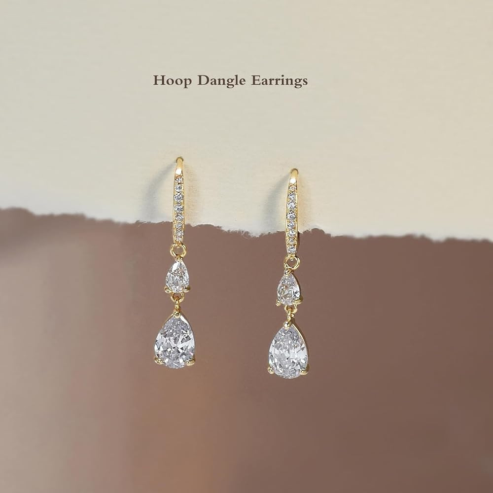Dainty Gold Huggie Hoop Earrings Trendy CZ Diamond Dangle Drop Earrings Hypoallergenic Jewelry for Women | Amazon (US)