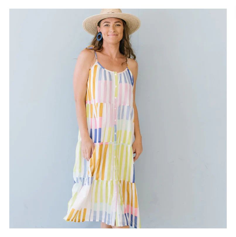 Colorful Stripe Champagne Beach Dress | Shop Bijou