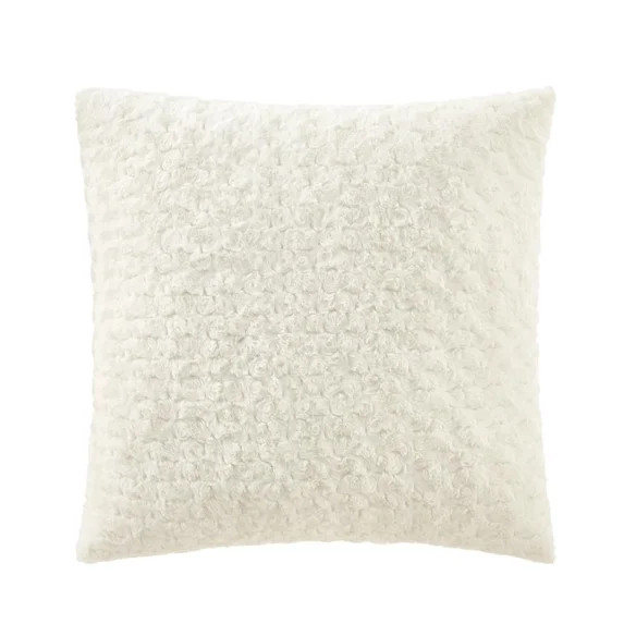 Mainstays 22" x 22" Rosette Faux Fur Decorative Pillow for Adults, Vanilla Dream | Walmart (US)
