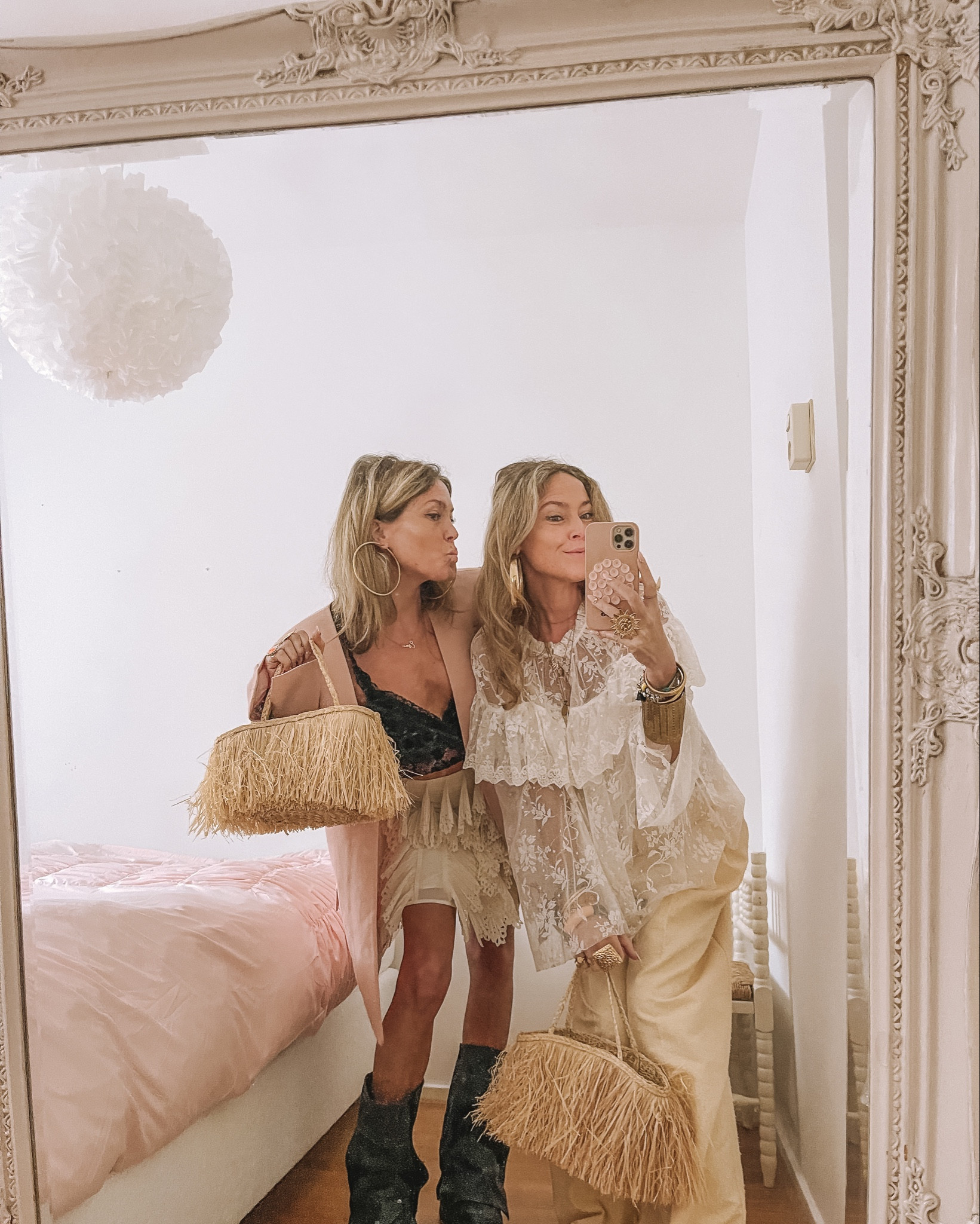 OOTD, totally obsessed with these new H&M outfits 💕 we wear the blazer in the biggest size, the ruffle skirt in size 38 and the butter yellow pants in size 40 to get this more slouchy look. The lace top we wear in size medium. And don’t miss out on these cute little straw bags 🥹🥹💕

Boho accessories @prettypiecesbySiss

#LTKFindsUnder50 #LTKStyleTip #LTKU