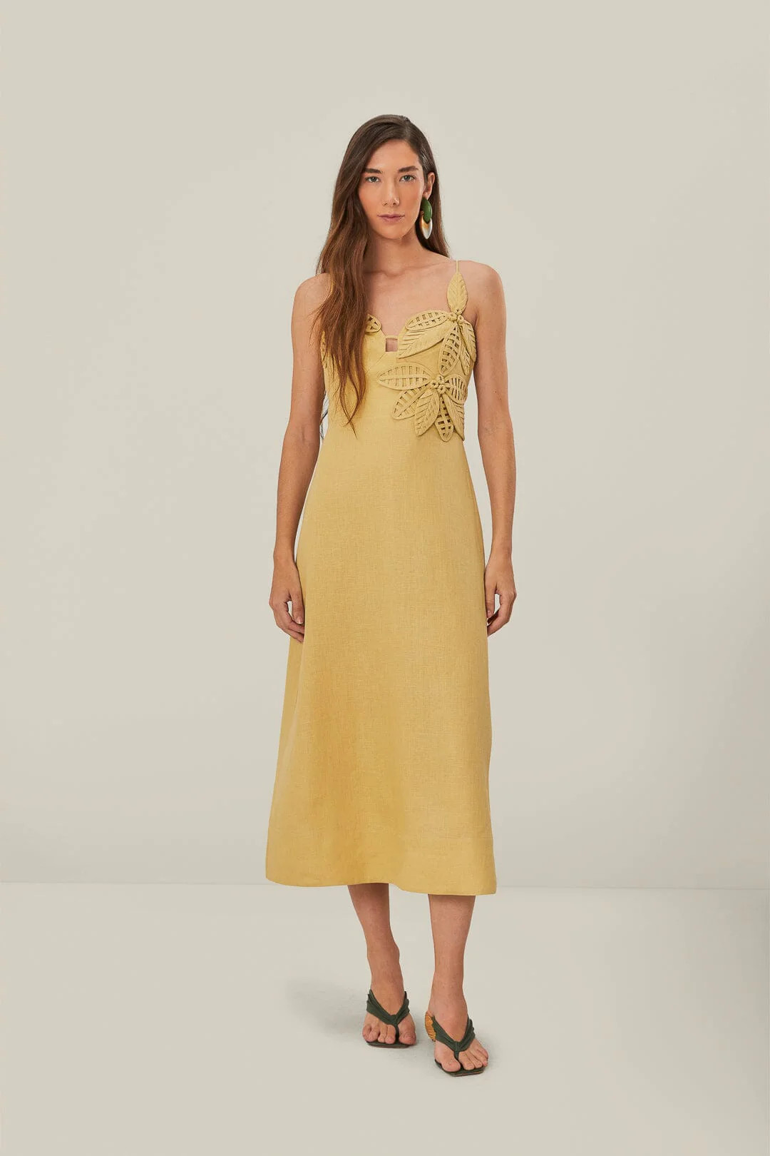 Sand 3D Flower Bodice Midi Dress | FarmRio (US)