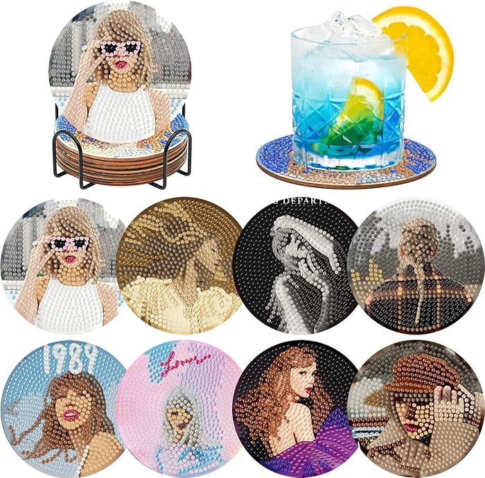 stnckic 8 Pcs Diamond Art Coasters Kit for Adults,Diamond Painting Coaster Set with Holder, DIY B... | Amazon (US)