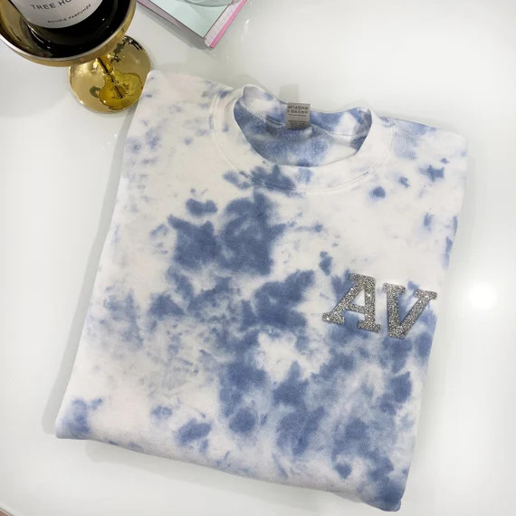 Custom Navy Tie Dye Silver Crystal Initial Personalized | Etsy | Etsy (US)