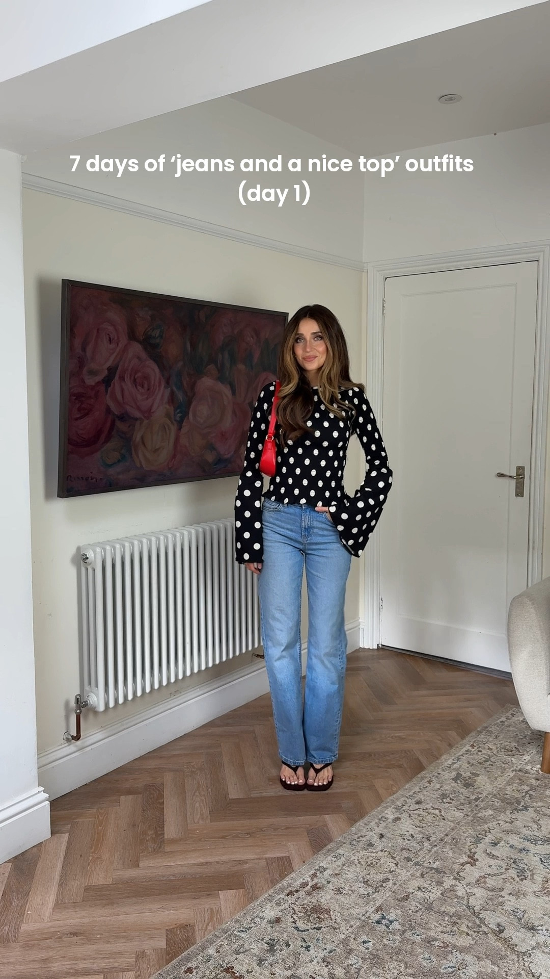 7 days of ‘jeans and a nice top’ outfits ♥️ 

Blue straight jeans paired with a long sleeve polka dot top and a red bag ♥️ 

#LTKjeans #LTKuk #LTKspring