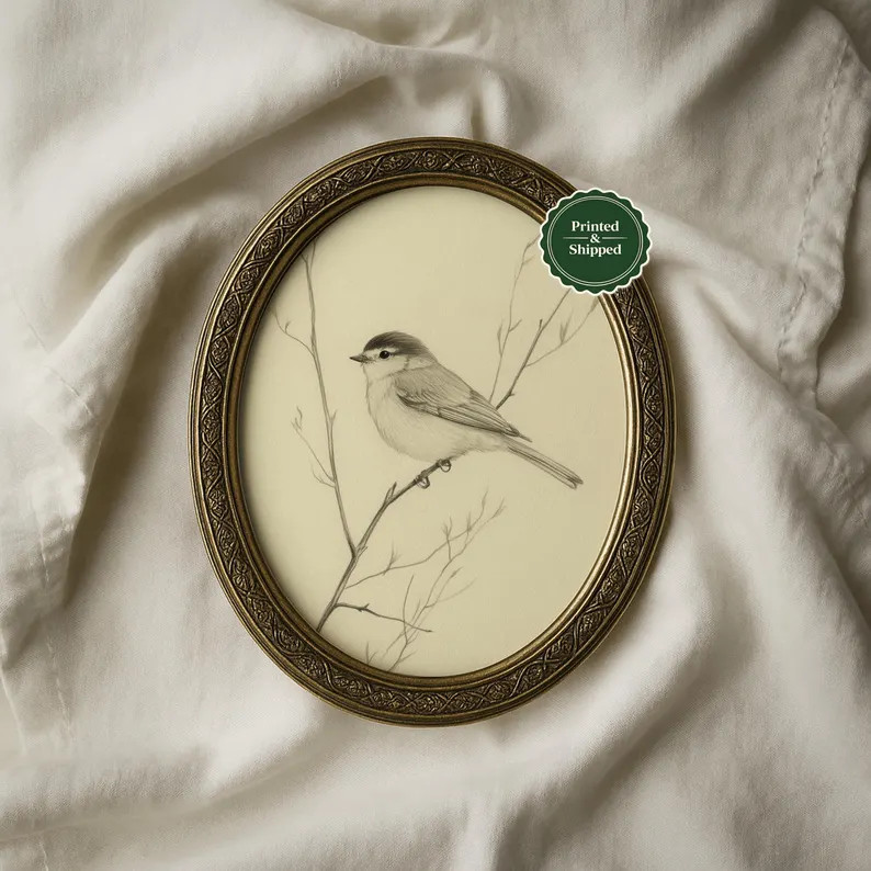 Vintage Bird Sketch Print: Minimalist Spring Nature Line Drawing, Rustic Farmhouse Beige Decor | Etsy (US)