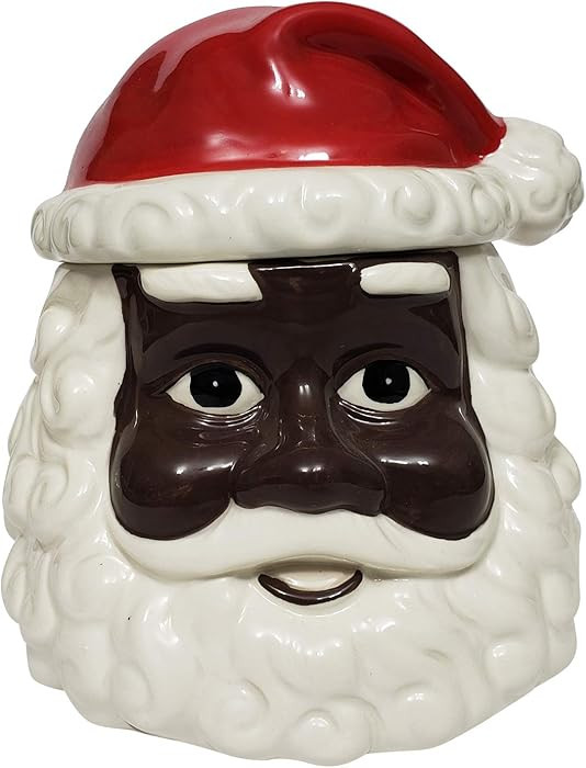 Hand Painted African American Santa Claus Christmas Cookie Jar (Ceramic) | Amazon (US)