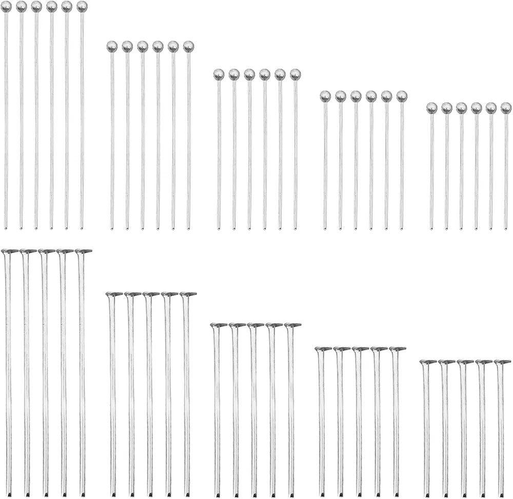 1000pcs Assorted Head Pins Set for Jewelry Making,includes 500Pcs Ball Head Pins and 500Pcs Flat ... | Amazon (US)