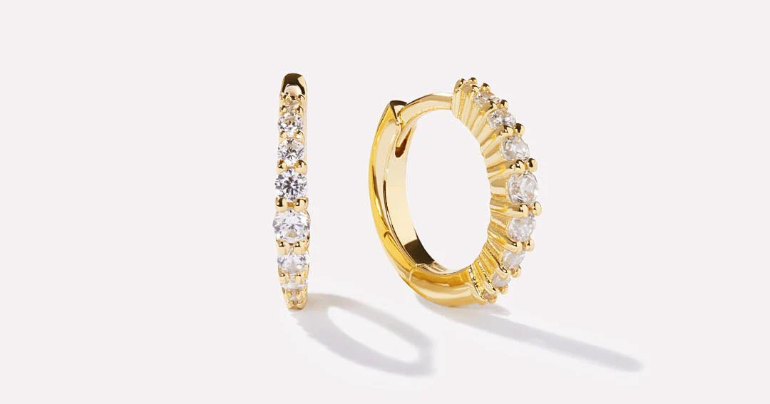 Enjoy the sparkle of chic hoops even after dark, with these glamorous huggie hoops featuring a ro... | Ana Luisa