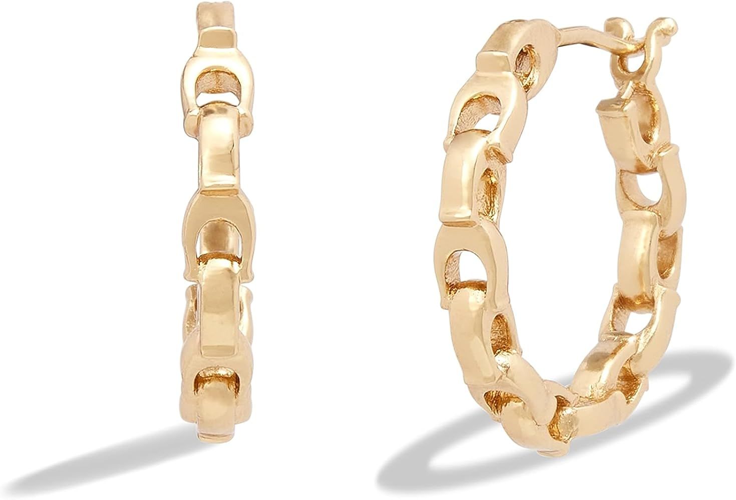 COACH Women's Signature Chain Hoop Earrings | Amazon (US)