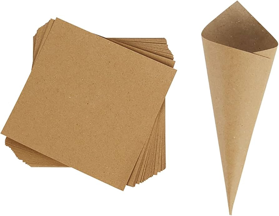 homeemoh 30 Pcs Kraft Paper Confetti Cones, 17x17cm(6.69x6.69inch) Wedding Confetti Cones | Amazon (US)
