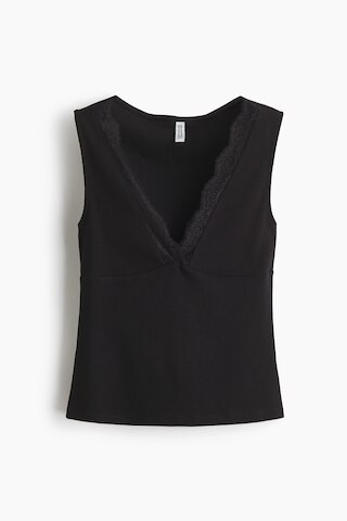 H & M - Lace-Trimmed Tank Top - Black | H&M (US + CA)
