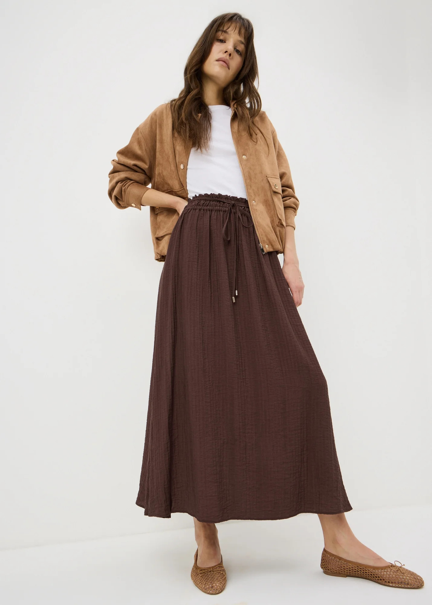 Chocolate Brown Shirred Midaxi Skirt - Size 10 | Matalan UK | Matalan (UK)