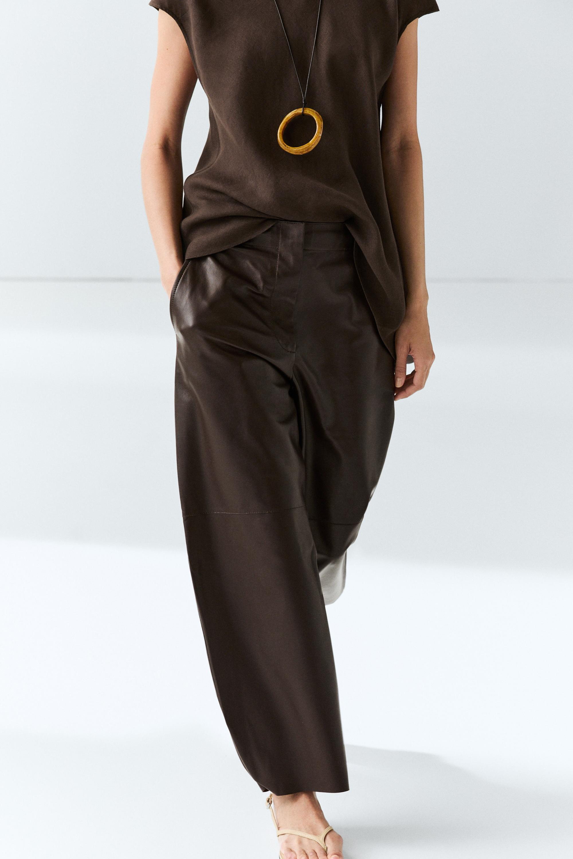 Hose Barrel-Fit aus Leder | Massimo Dutti DE