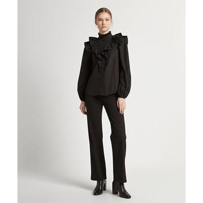 & other Stories Black Ruffle High Neck Long Sleeve Blouse Button Up Victorian 2 | eBay US