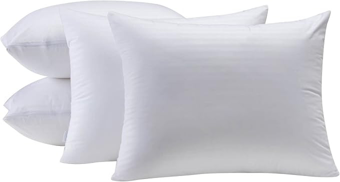 Kingnex 4 Pack Waterproof Feather Proof Pillow Protectors with Zipper on Long Side King Size Set ... | Amazon (US)