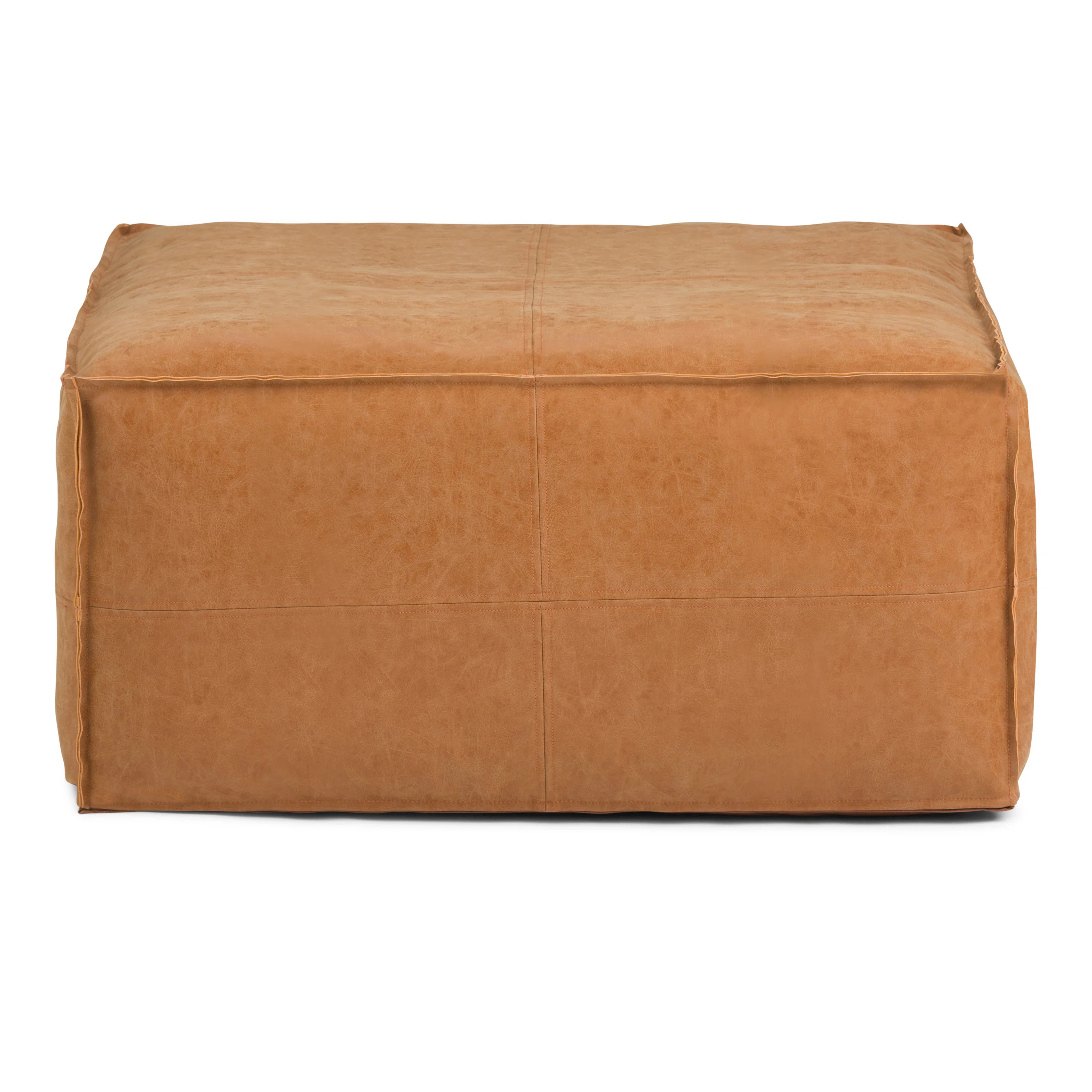 Brody Large Square Coffee Table Pouf in Vegan Faux Leather | Wayfair North America