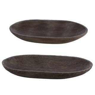 Trellen 3 in. Polyresin Brown Wood Decorative Bowl (Set of 2) | The Home Depot
