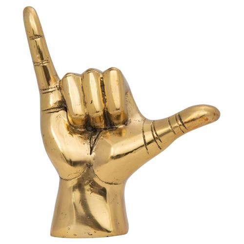 Noir Loft Brass Metal Hawaiian Hand Sculpture | Kathy Kuo Home