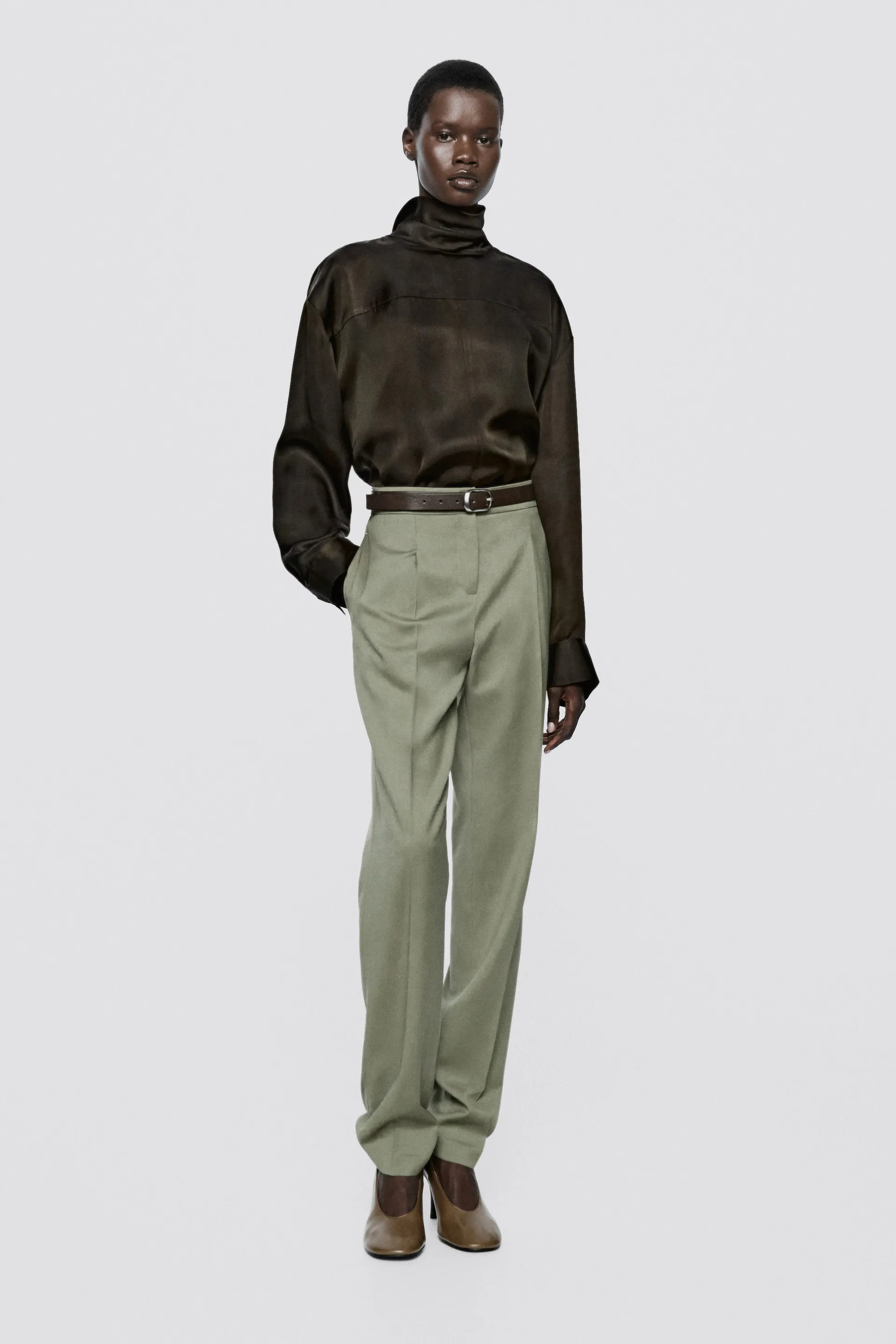 Slim fit suit pants - LIMITED EDITION - Green-grey | Massimo Dutti US