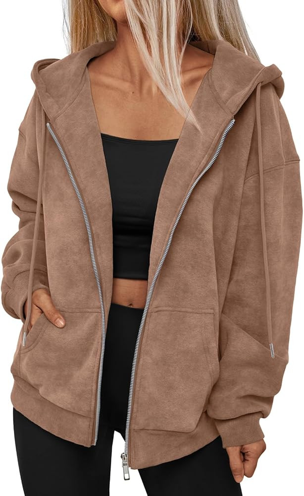 Trendy Queen Zip Up Hoodies for Women Acid Wash Oversized Sweatshirts Fall Cute Y2k Clothes Winte... | Amazon (US)