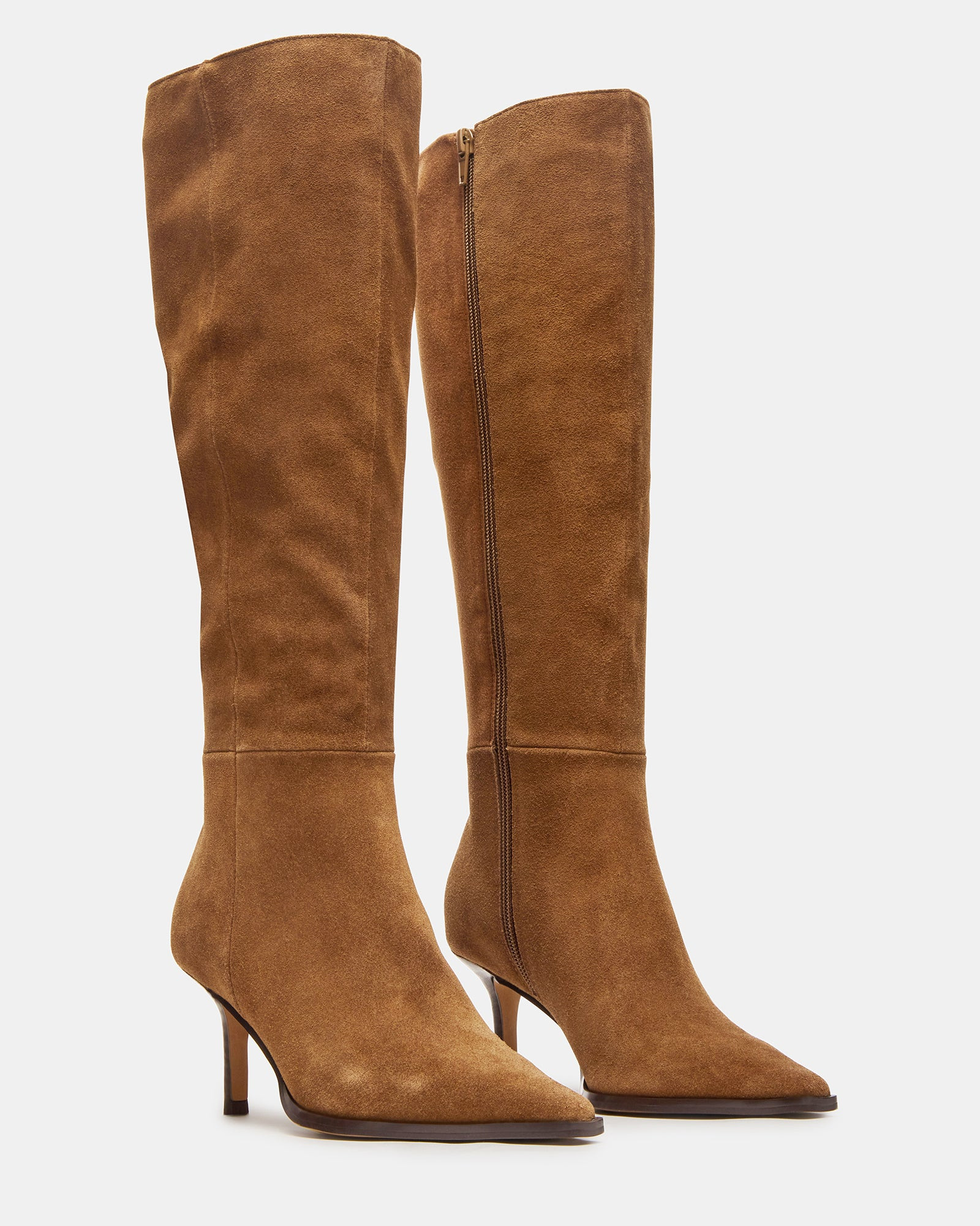 LINGO Chestnut Suede Pointed-Toe Knee-High Women's Boot | Steve Madden (US)