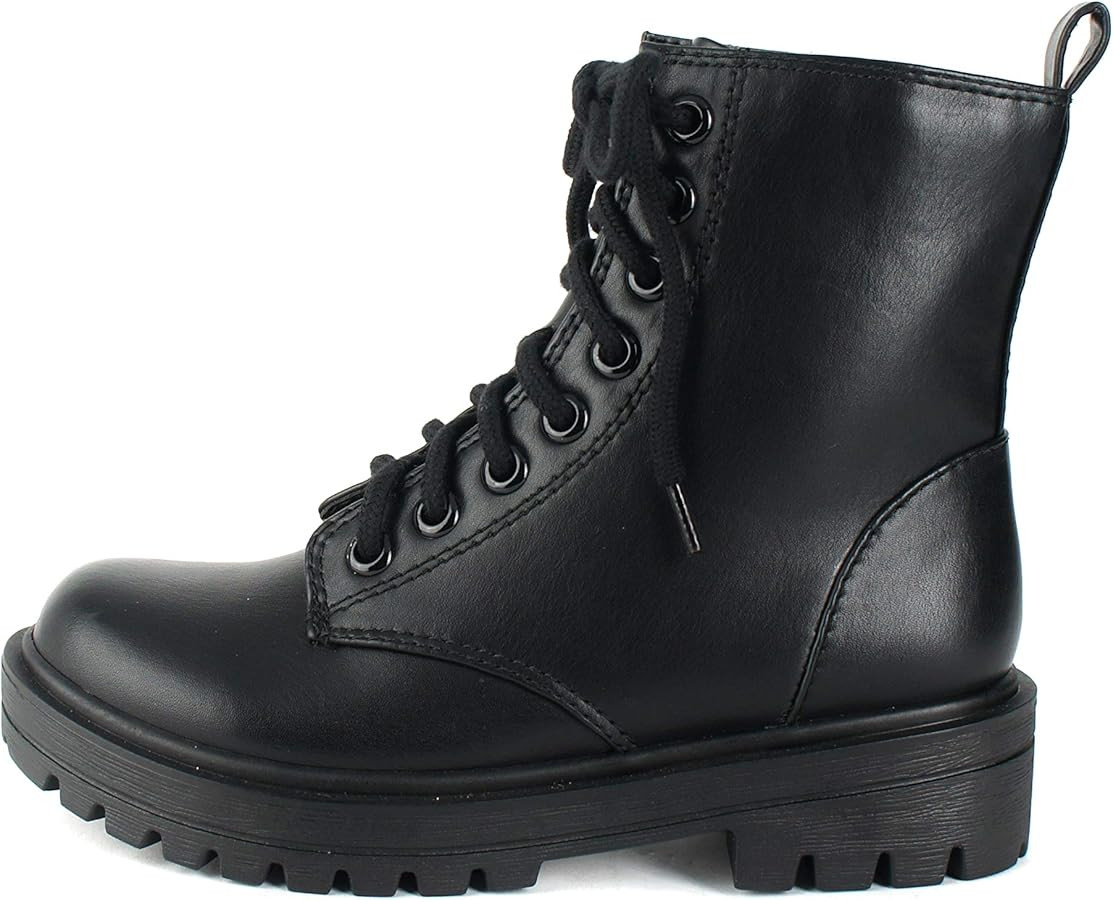 Soda FIRM - Lug Sole Combat Ankle Bootie Lace up w/Side Zipper | Amazon (US)