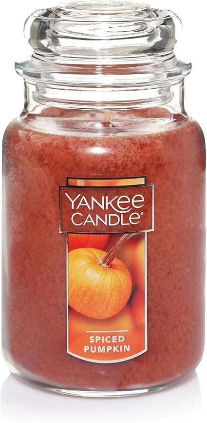 Yankee Candle Spiced Pumpkin Scented, Classic 22oz Large Jar Single Wick Aromatherapy Candle, Ove... | Amazon (US)