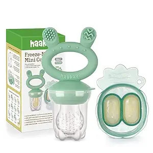 Haakaa Baby Fruit Food Feeder & Mini Freezer Nibble Tray Combo, Breastmilk Popsicle Molds for Bab... | Amazon (US)