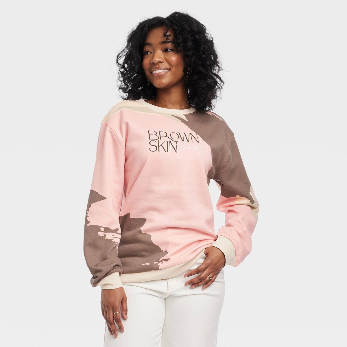 Black History Month Adult Legendary Rootz 'Brown Skin Beauty' Crewneck Pullover Sweatshirt - Pink | Target