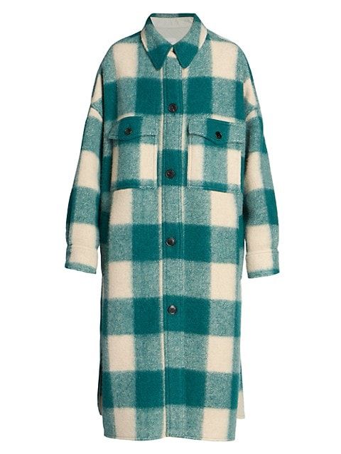 Fontizi Checked Felted Wool-Blend Shacket | Saks Fifth Avenue