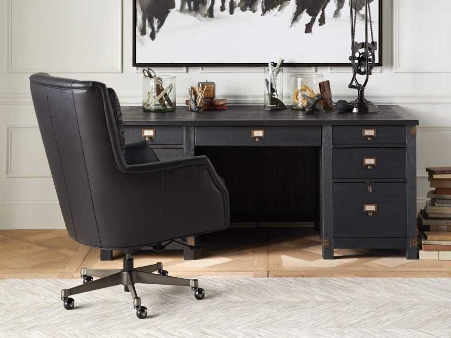 Alex Leather Desk Chair in Black | Arhaus
