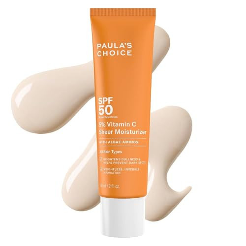 Paula's Choice 5% Vitamin C Sheer Sunscreen for Face, SPF 50 Face Sunscreen, Moisturizing, Lightweight Invisible, Prevents Dark Spots, No Cast, All Skin Types, UVA/UVB Protection, Fragrance-Free, 2oz | Amazon (US)