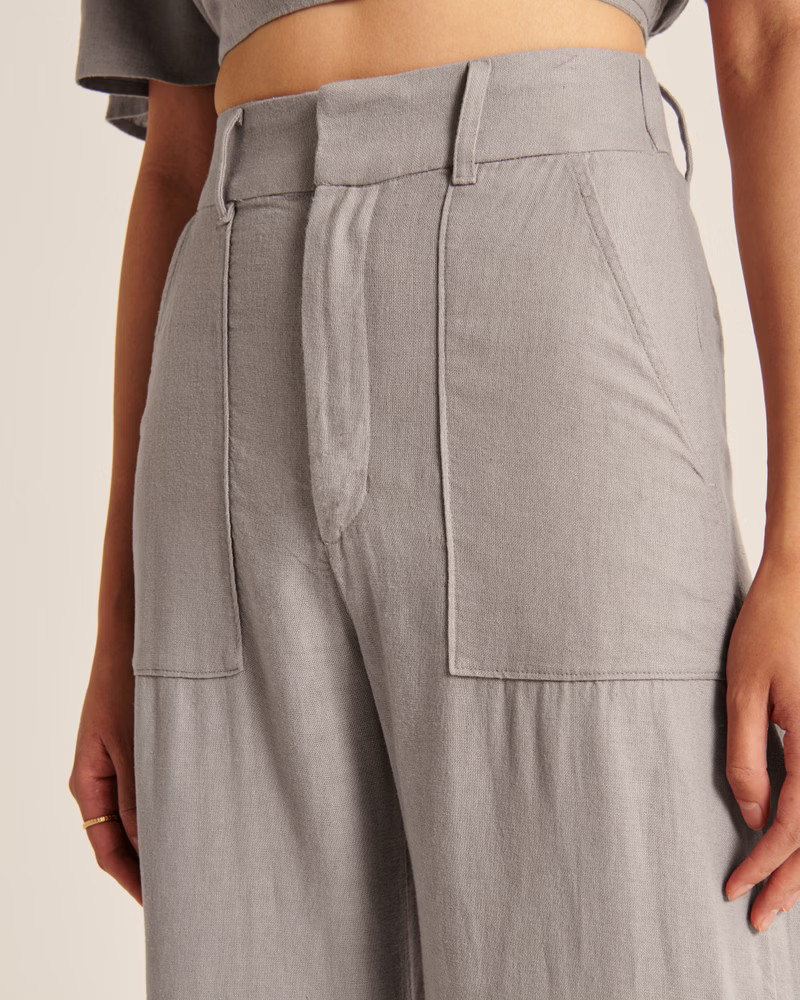 Linen-Blend Wide Leg Pants | Abercrombie & Fitch (US)