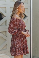 Smocked Brown Printed Ruffle Hem Dress | Magnolia Boutique