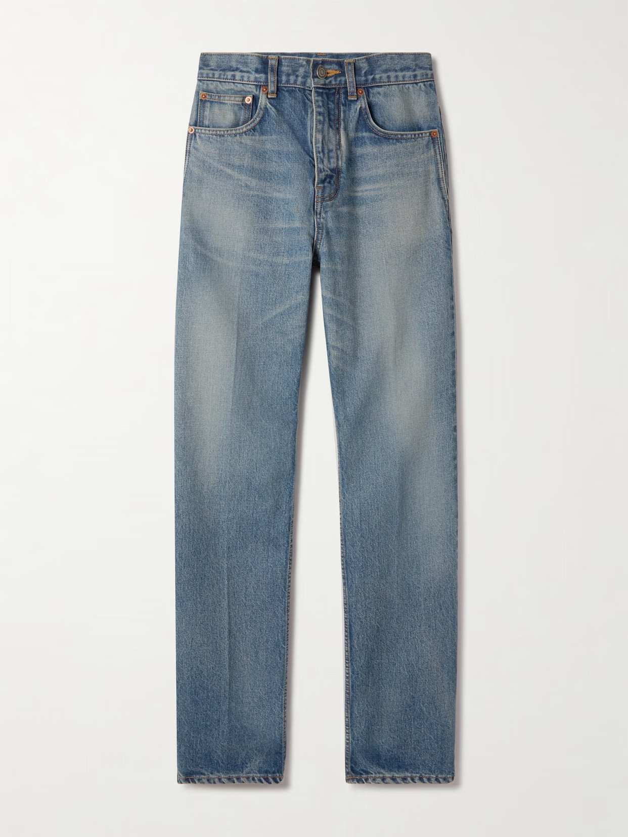 SAINT LAURENT - Mid-rise Straight-leg Jeans - Blue | NET-A-PORTER (US)