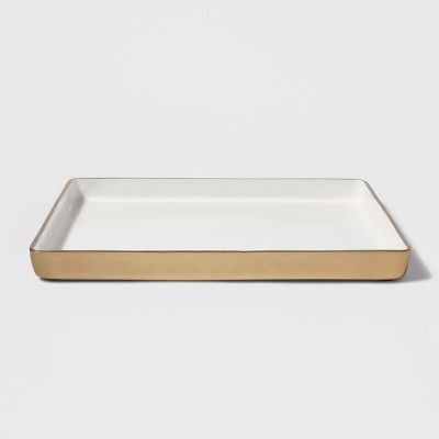 12" x 1" Decorative Metal Tray Gold/White - Threshold™ | Target