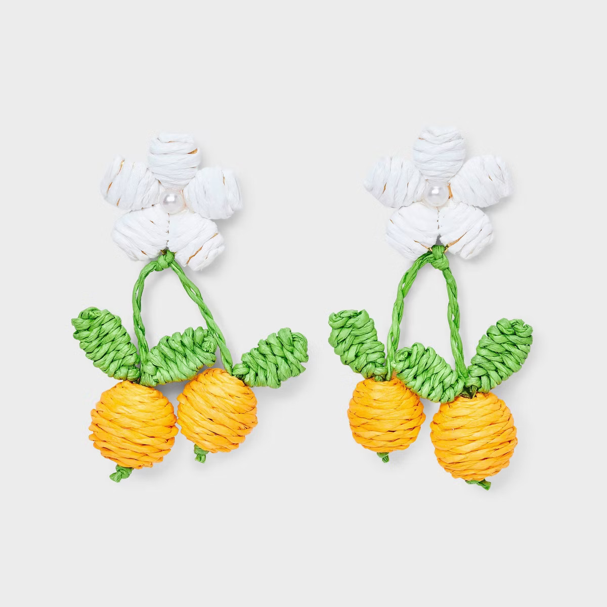Linear Raffia Oranges with White Daisy Pearl Earrings - A New Day™ Multicolor | Target