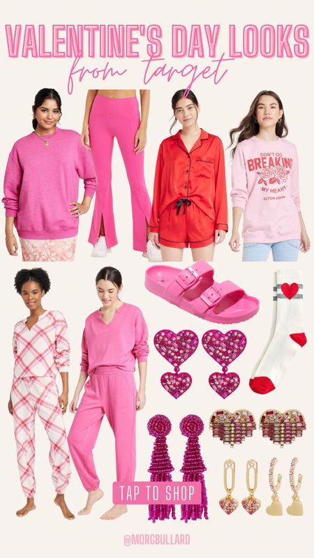 Valentines Day Looks | Vday Looks | Valentines Day Earrings | Valentines Day Loungewear | Red Pajamas | Pink Sweatshirt | Flare Leggings | Pink Leggings 

#LTKstyletip #LTKunder50 #LTKSeasonal